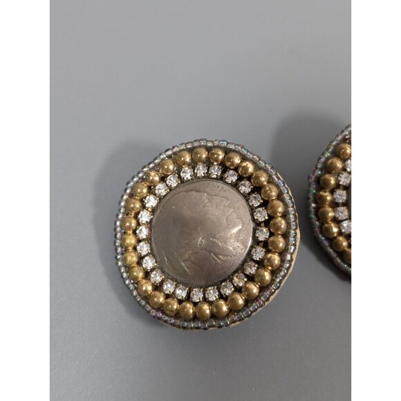 Mary B Solana Beach Coin Earrings Buffalo Nickel Beaded Edge Western VTG Boho - Picture 4 of 8